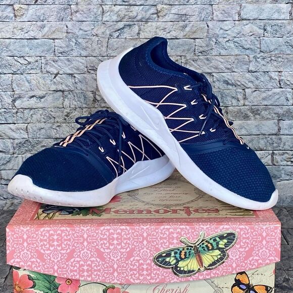 Nike Viale Tech Racer Women’s Running Shoes Navy Pink AT4345 400 Size 9.5 - Picture 2 of 8